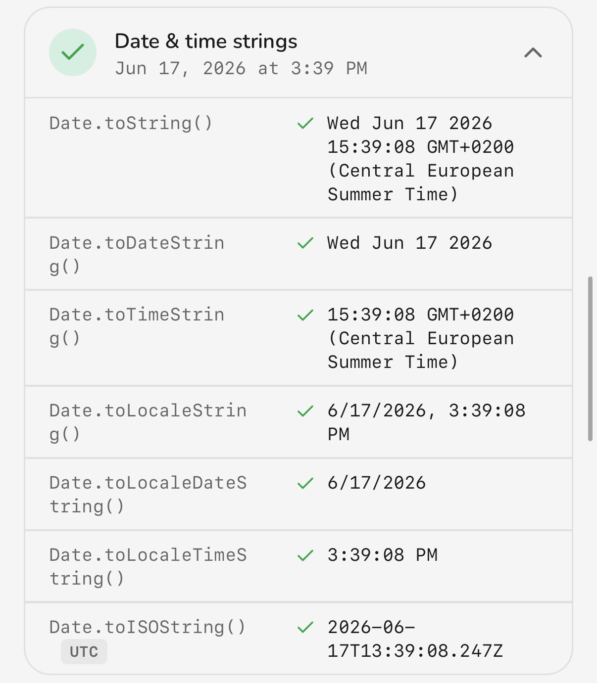 GeoSpoof: Date and time string method results