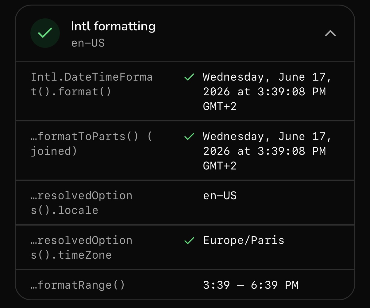 GeoSpoof: Intl formatting results