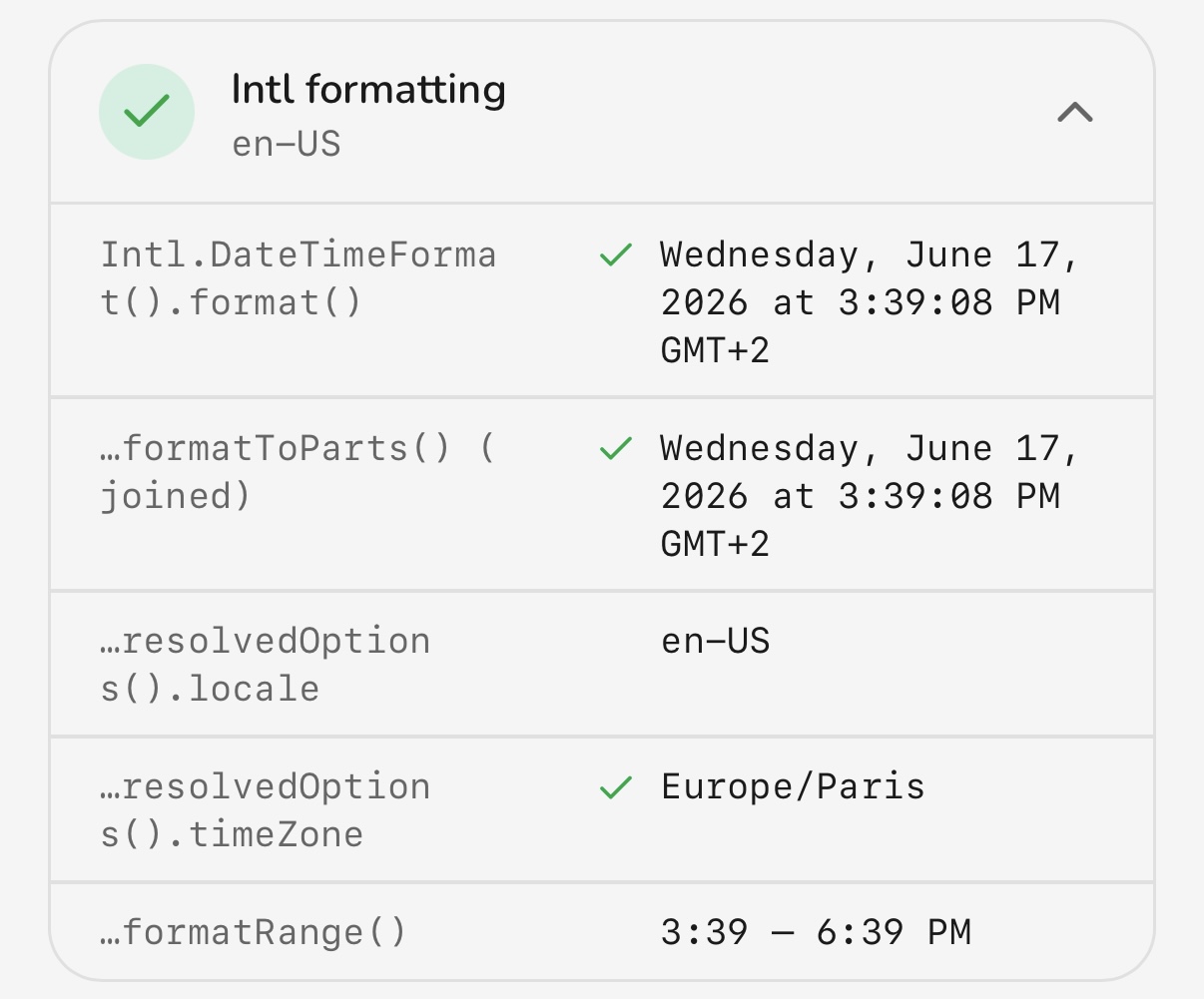 GeoSpoof: Intl formatting results