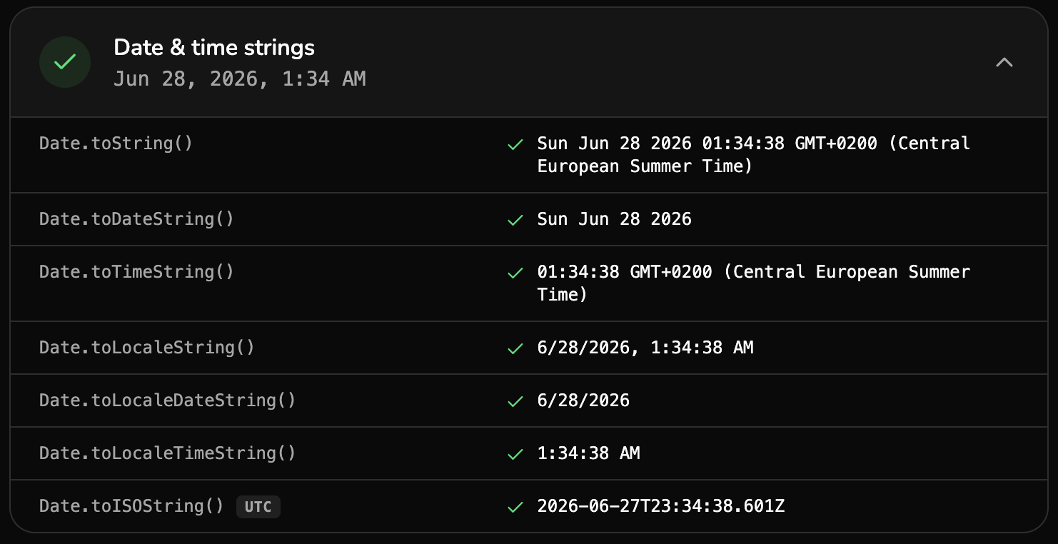 GeoSpoof: Date and time string method results
