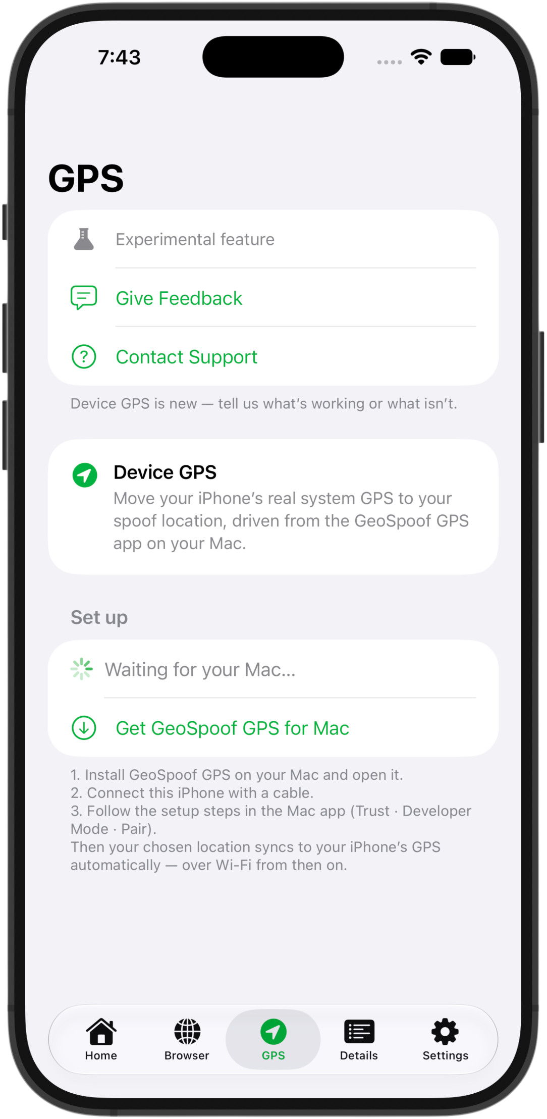 GeoSpoof GPS di iPhone — tangkapan layar 1