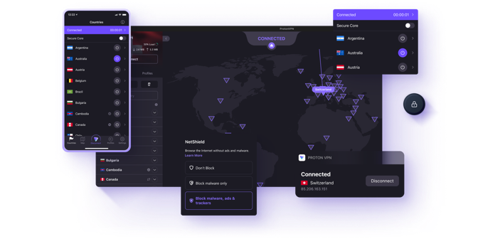 Proton VPN app home screen