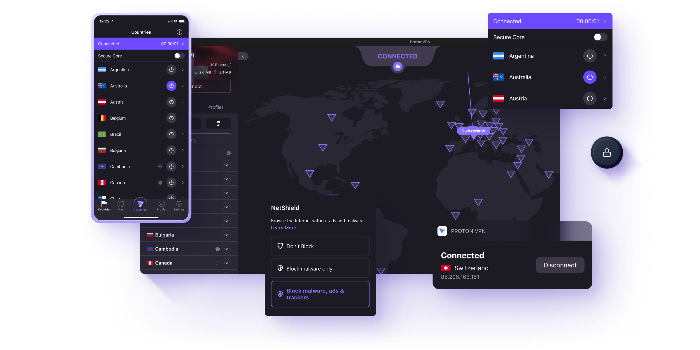 Proton VPN app home screen