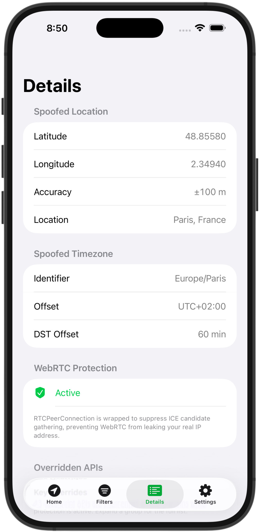 GeoSpoof sur iOS — capture d'écran 3